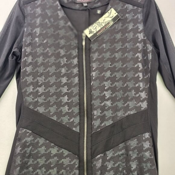 Robert Kitchen Womens Long Sleeve Houndstooth Dress Large Black Canada New - Picture 2 of 13